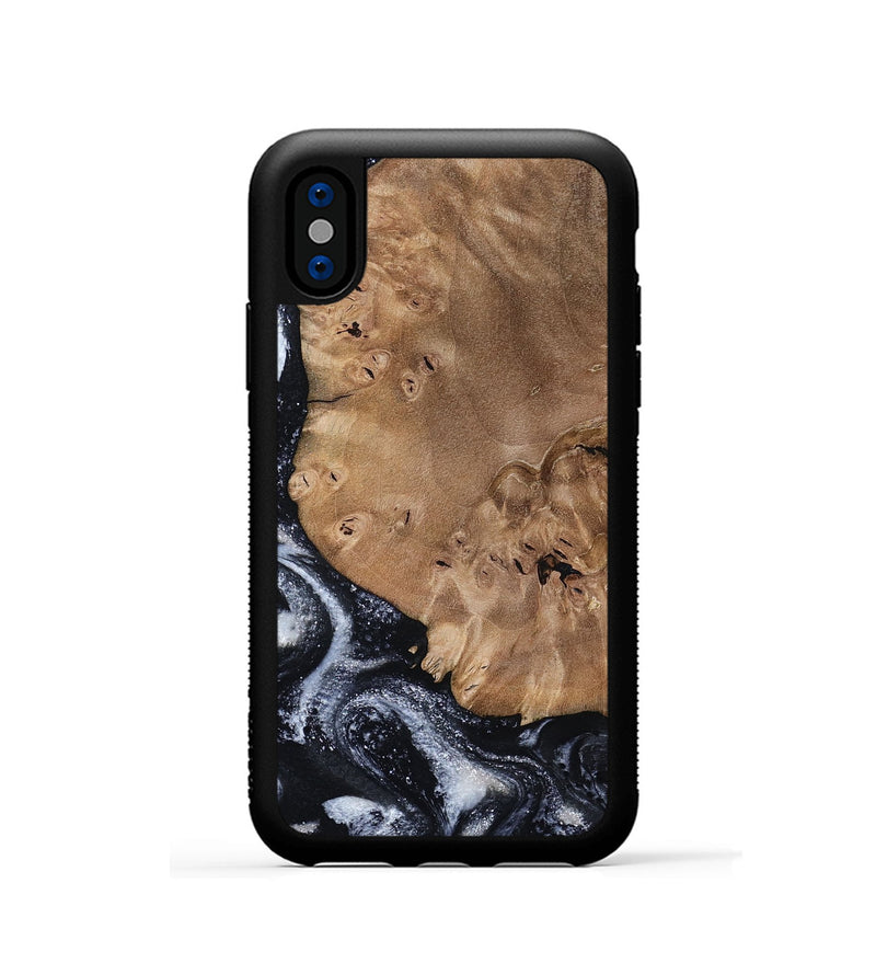 iPhone Xs Wood Phone Case - Mila (Black & White, 800091)