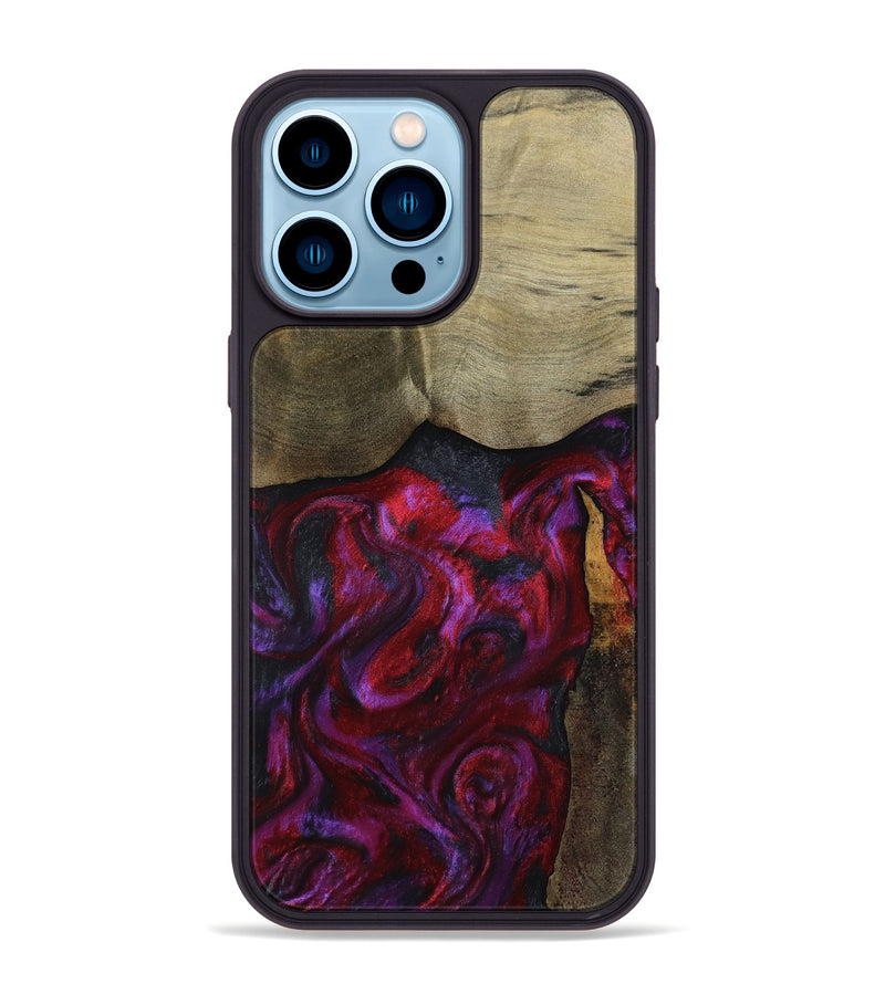 iPhone 14 Pro Max Wood Phone Case - Deven (Red, 800092)