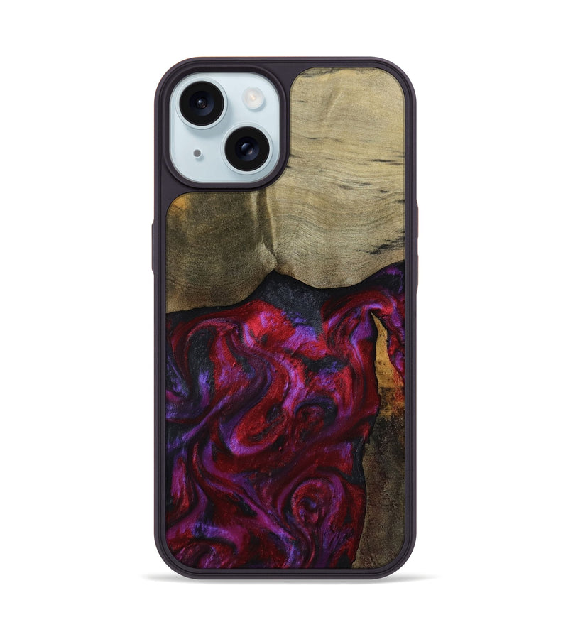 iPhone 15 Wood Phone Case - Deven (Red, 800092)