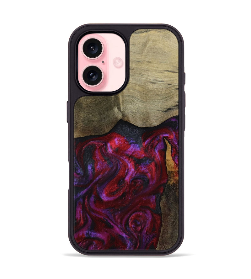 iPhone 16 Wood Phone Case - Deven (Red, 800092)
