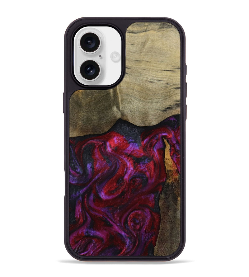 iPhone 16 Plus Wood Phone Case - Deven (Red, 800092)