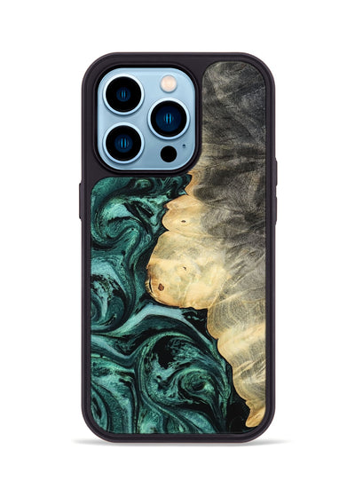 iPhone 14 Pro Wood Phone Case - Adela (Green, 800093)