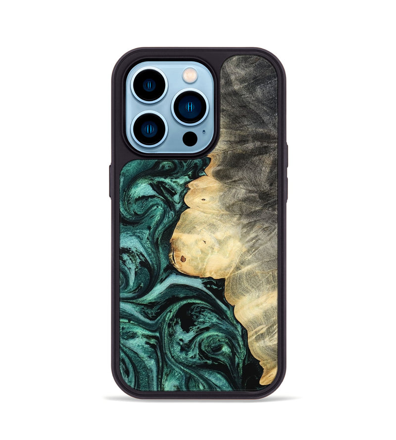 iPhone 14 Pro Wood Phone Case - Adela (Green, 800093)