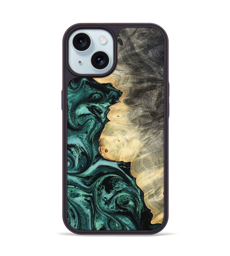 iPhone 15 Wood Phone Case - Adela (Green, 800093)