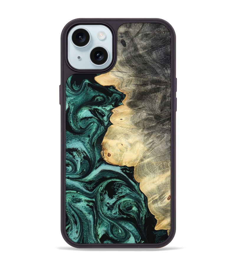 iPhone 15 Plus Wood Phone Case - Adela (Green, 800093)