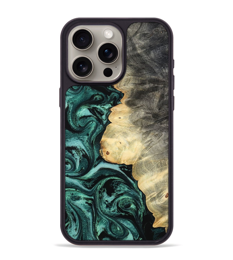 iPhone 15 Pro Max Wood Phone Case - Adela (Green, 800093)