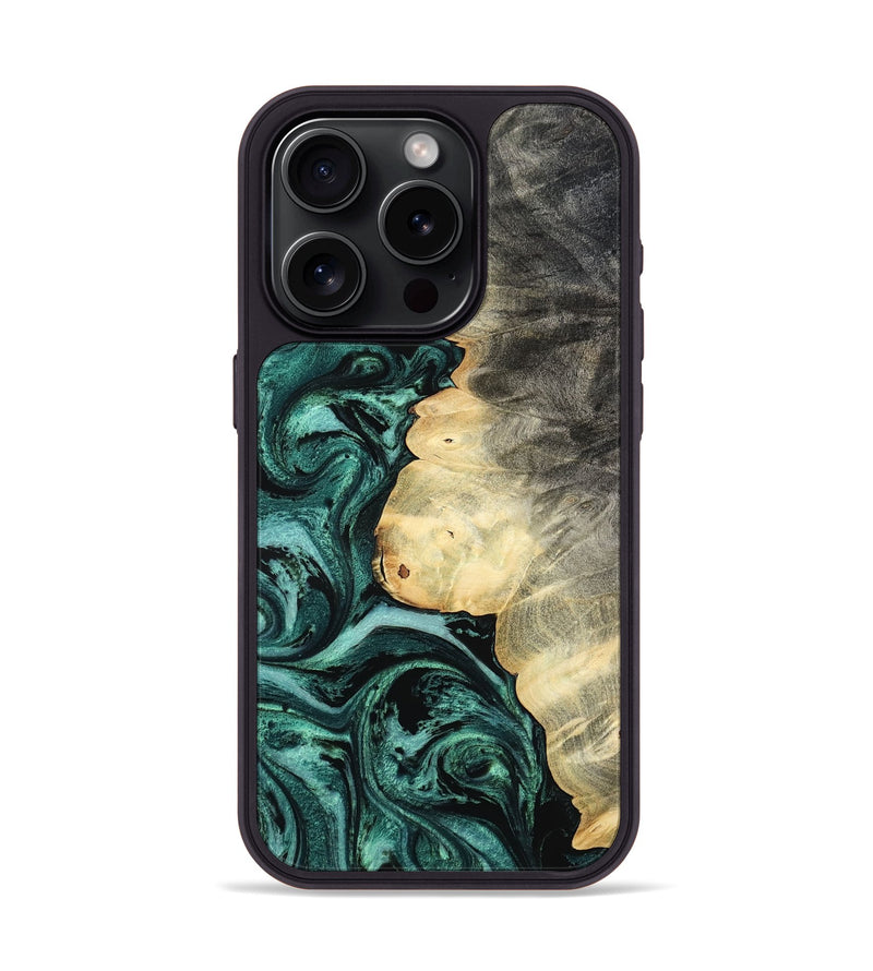 iPhone 15 Pro Wood Phone Case - Adela (Green, 800093)