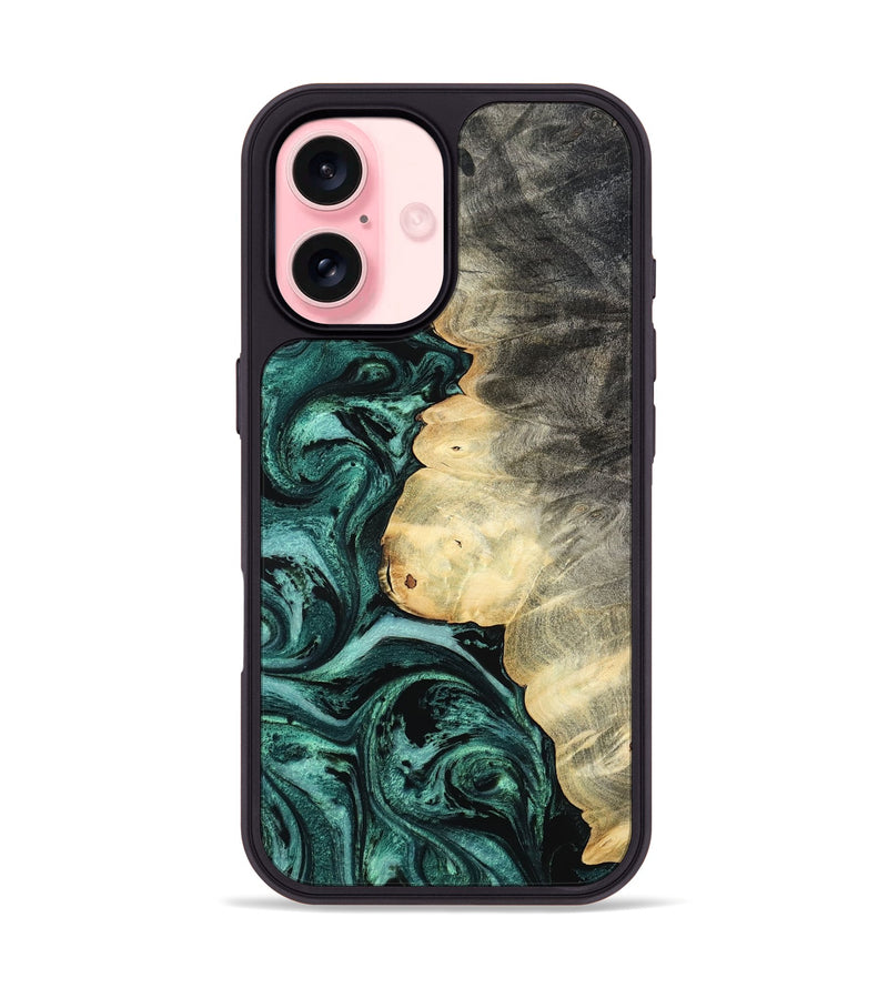 iPhone 16 Wood Phone Case - Adela (Green, 800093)