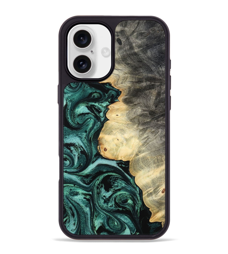 iPhone 16 Plus Wood Phone Case - Adela (Green, 800093)
