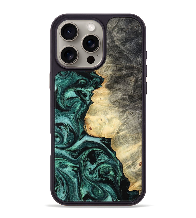 iPhone 16 Pro Max Wood Phone Case - Adela (Green, 800093)