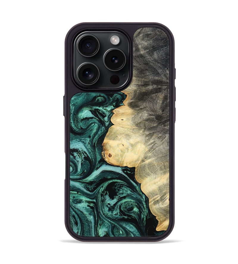 iPhone 16 Pro Wood Phone Case - Adela (Green, 800093)