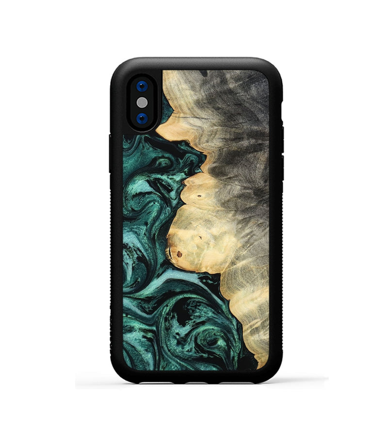 iPhone Xs Wood Phone Case - Adela (Green, 800093)