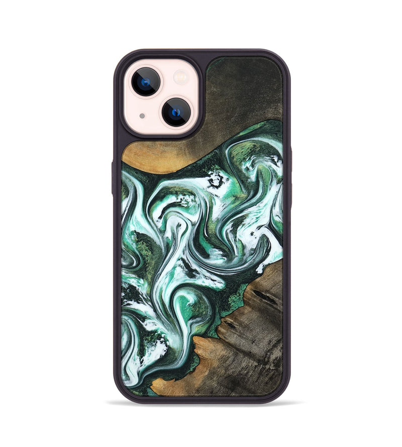 iPhone 14 Wood Phone Case - Philip (Green, 800094)