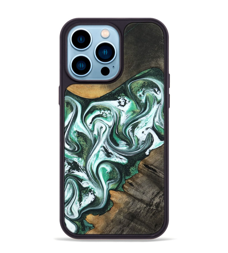 iPhone 14 Pro Max Wood Phone Case - Philip (Green, 800094)