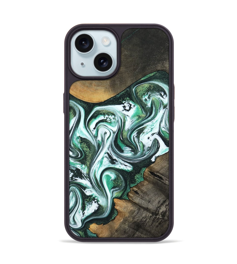 iPhone 15 Wood Phone Case - Philip (Green, 800094)