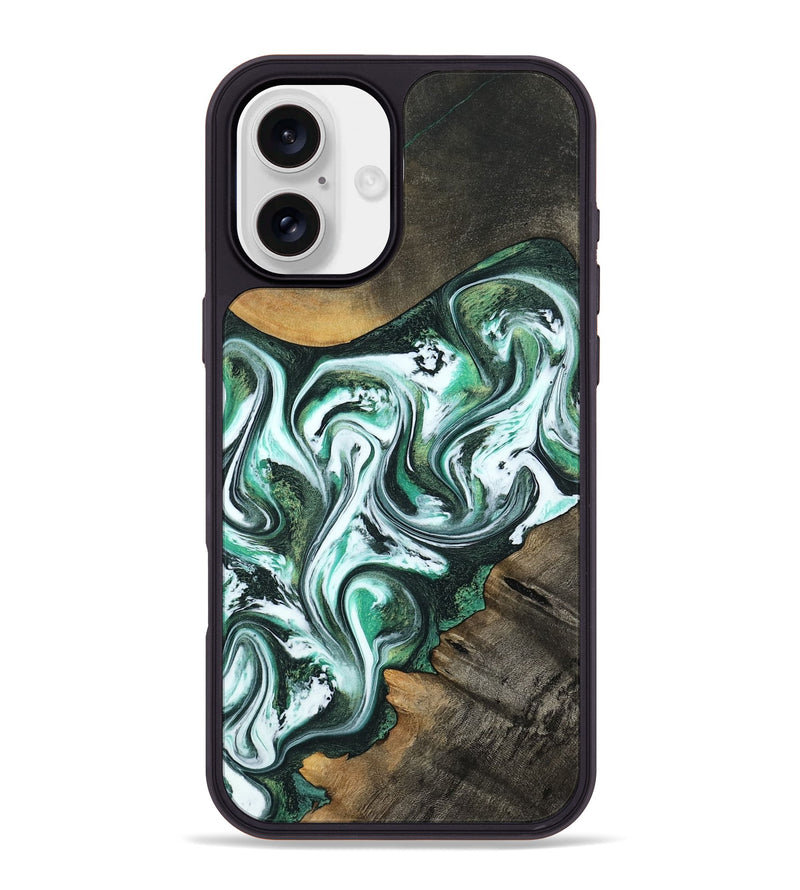 iPhone 16 Plus Wood Phone Case - Philip (Green, 800094)