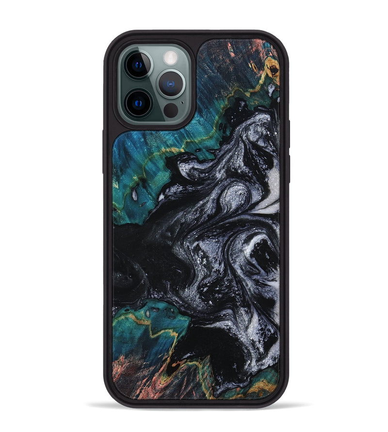 iPhone 12 Pro Max Wood Phone Case - Agatha (Black & White, 800095)