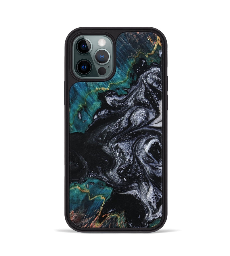 iPhone 12 Pro Wood Phone Case - Agatha (Black & White, 800095)