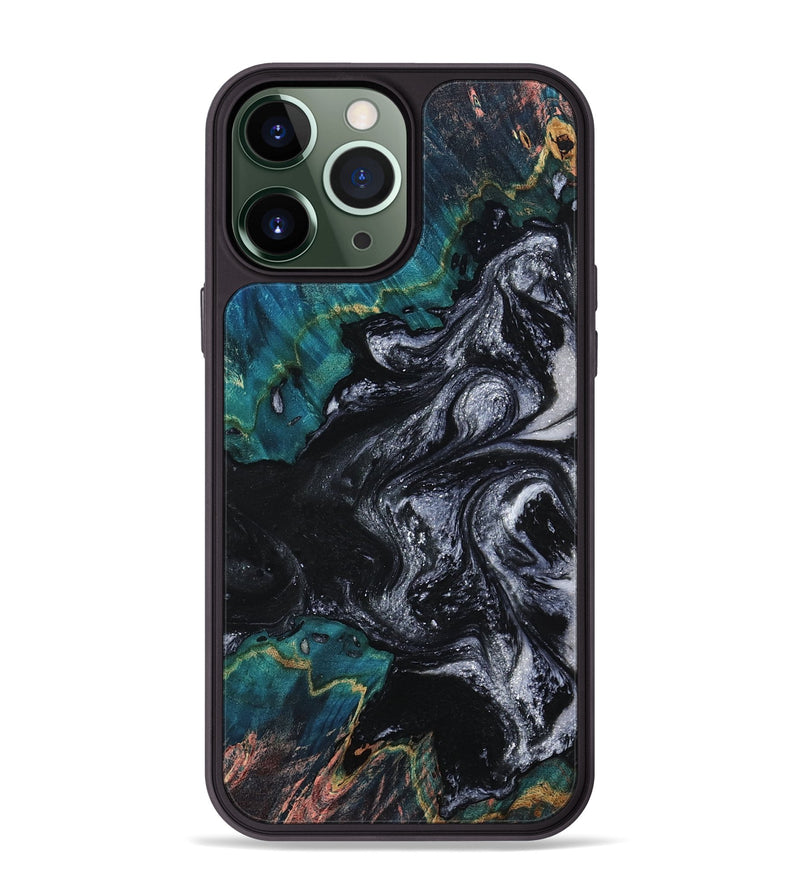 iPhone 13 Pro Max Wood Phone Case - Agatha (Black & White, 800095)