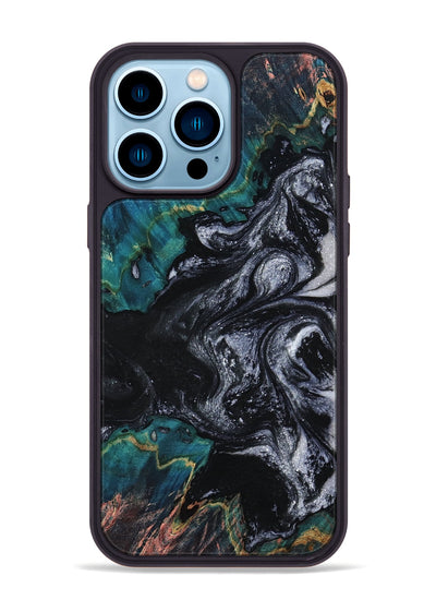 iPhone 14 Pro Max Wood Phone Case - Agatha (Black & White, 800095)