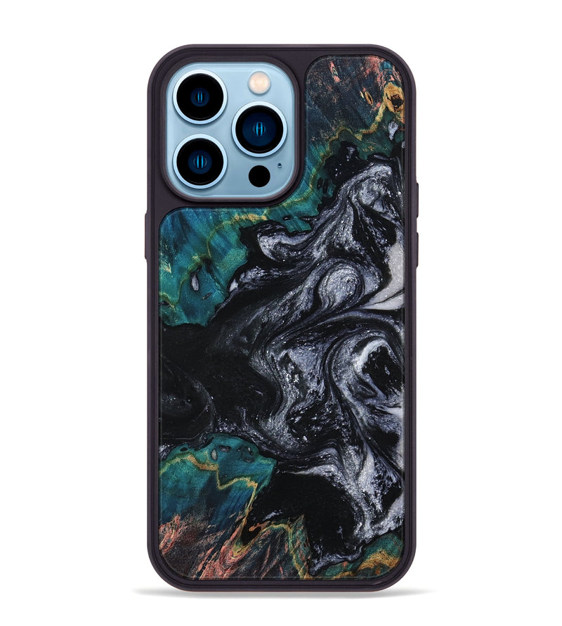 iPhone 14 Pro Max Wood Phone Case - Agatha (Black & White, 800095)