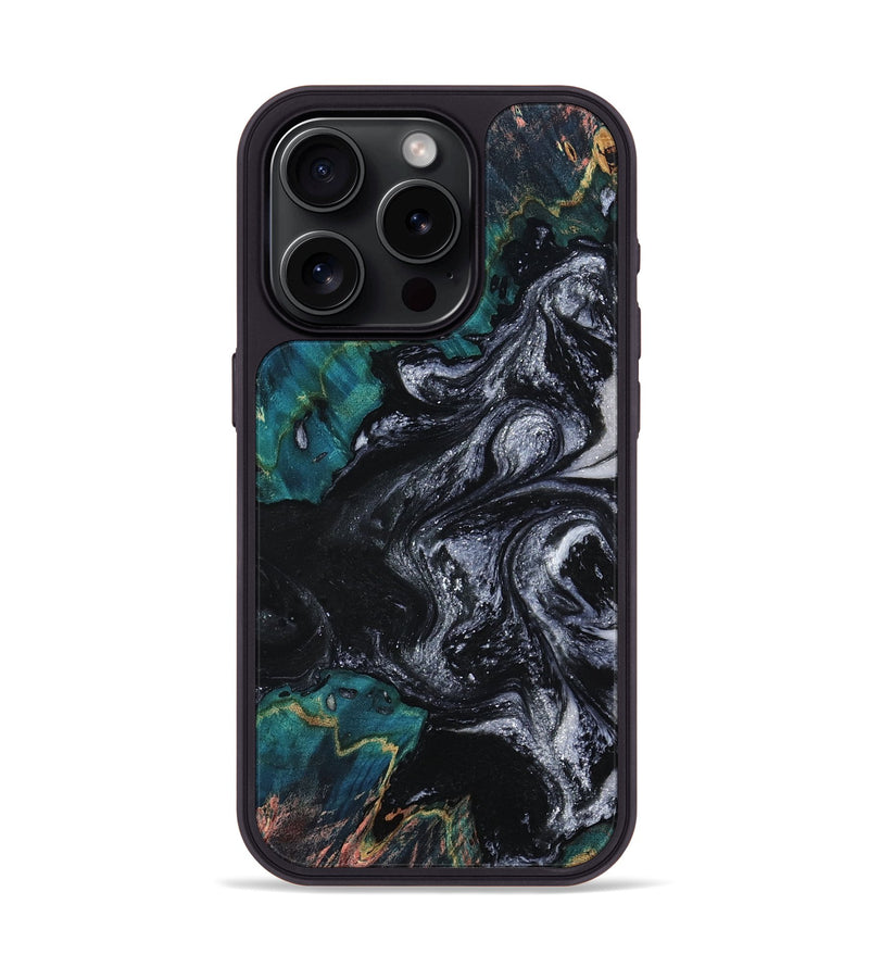 iPhone 15 Pro Wood Phone Case - Agatha (Black & White, 800095)