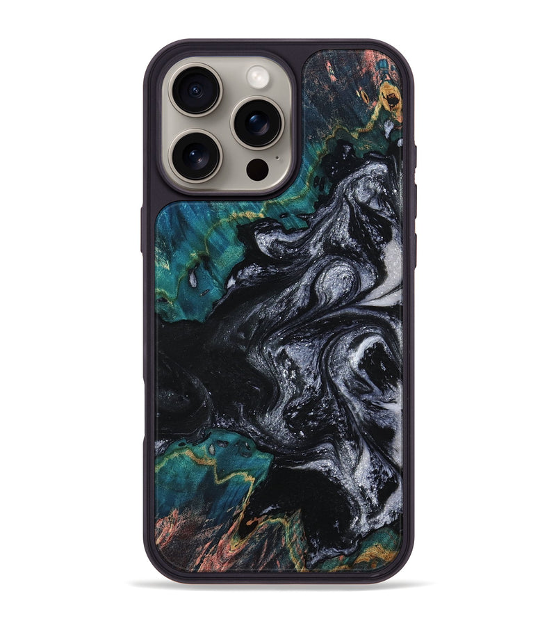 iPhone 16 Pro Max Wood Phone Case - Agatha (Black & White, 800095)