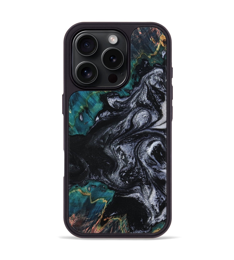 iPhone 16 Pro Wood Phone Case - Agatha (Black & White, 800095)