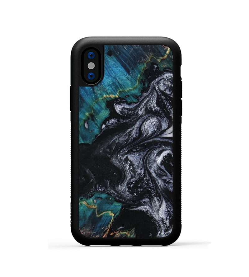 iPhone Xs Wood Phone Case - Agatha (Black & White, 800095)