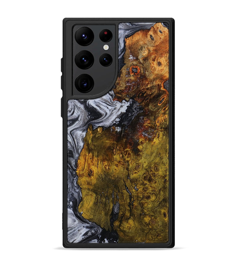 Galaxy S22 Ultra Wood Phone Case - Paula (Black & White, 800097)