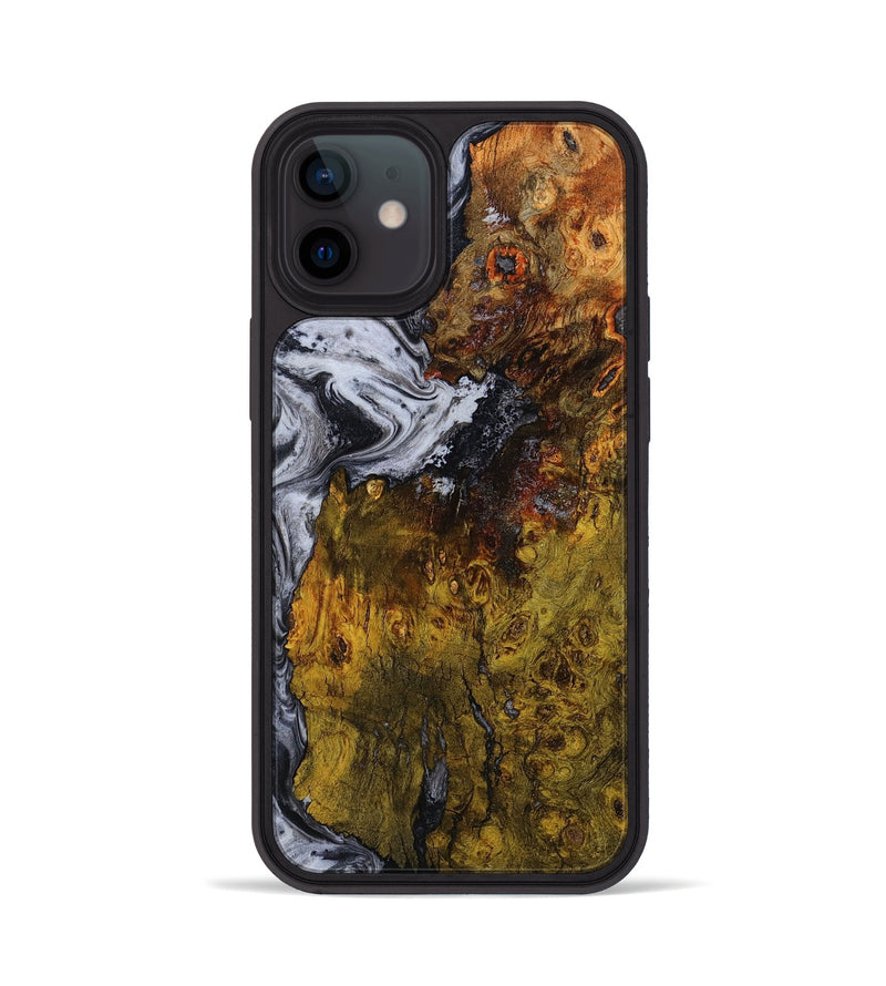 iPhone 12 Wood Phone Case - Paula (Black & White, 800097)