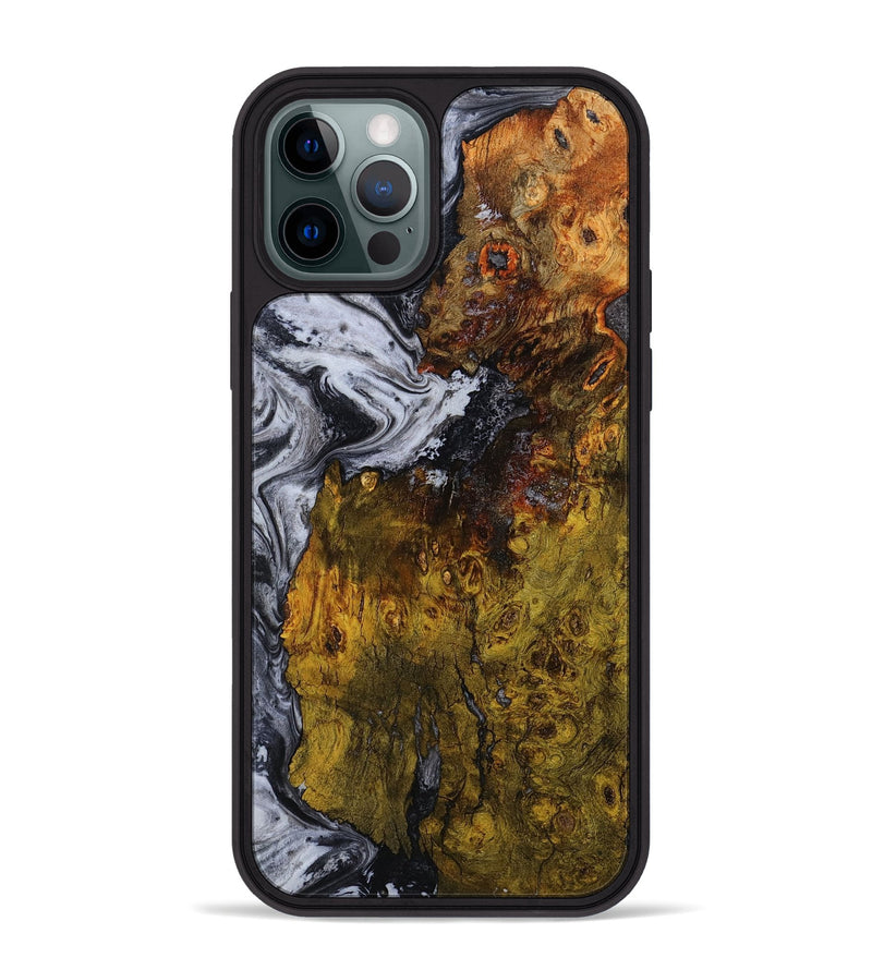 iPhone 12 Pro Max Wood Phone Case - Paula (Black & White, 800097)