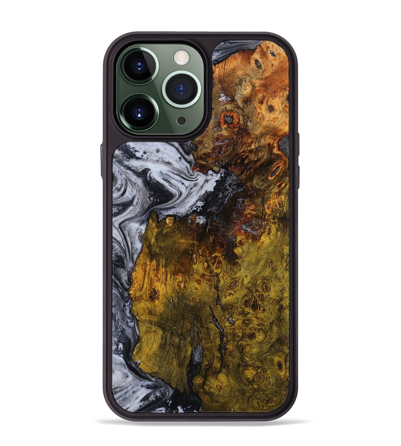 iPhone 13 Pro Max Wood Phone Case - Paula (Black & White, 800097)