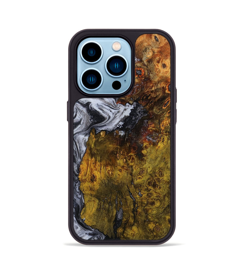 iPhone 14 Pro Wood Phone Case - Paula (Black & White, 800097)