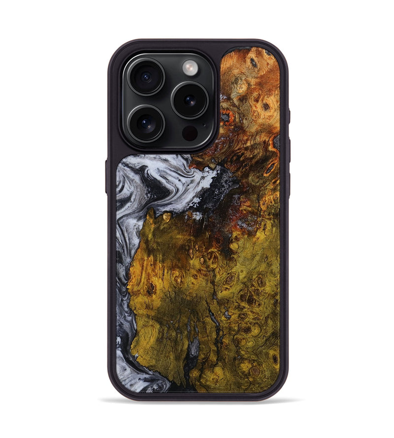 iPhone 15 Pro Wood Phone Case - Paula (Black & White, 800097)