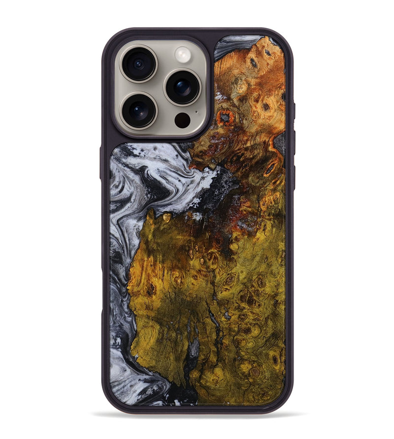 iPhone 16 Pro Max Wood Phone Case - Paula (Black & White, 800097)