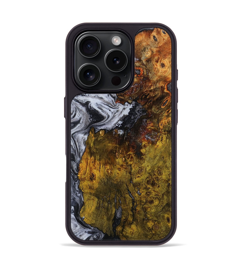 iPhone 16 Pro Wood Phone Case - Paula (Black & White, 800097)