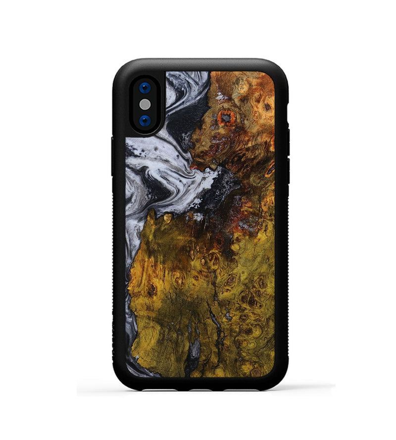 iPhone Xs Wood Phone Case - Paula (Black & White, 800097)