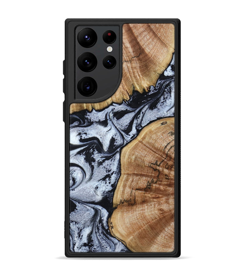 Galaxy S22 Ultra Wood Phone Case - Taja (Black & White, 800098)