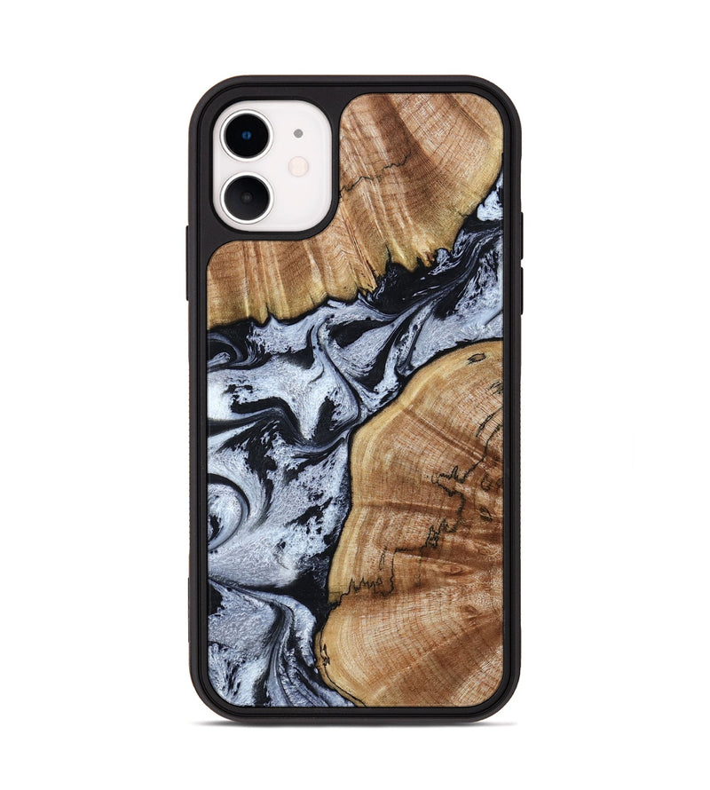 iPhone 11 Wood Phone Case - Taja (Black & White, 800098)