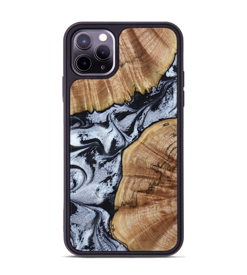 iPhone 11 Pro Max Wood Phone Case - Taja (Black & White, 800098)