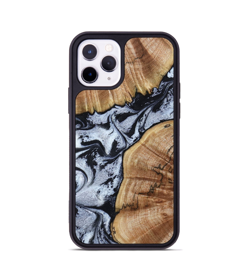 iPhone 11 Pro Wood Phone Case - Taja (Black & White, 800098)