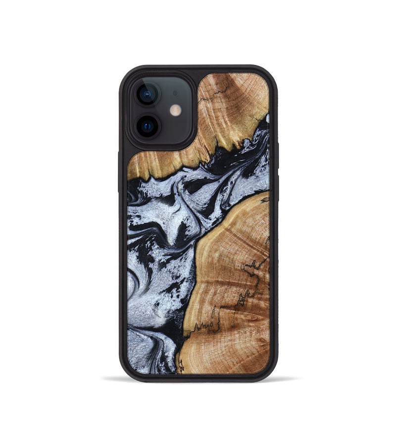 iPhone 12 mini Wood Phone Case - Taja (Black & White, 800098)