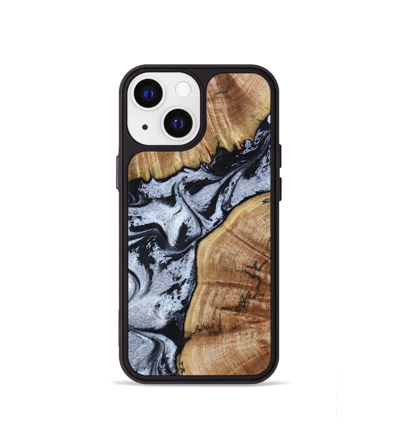 iPhone 13 mini Wood Phone Case - Taja (Black & White, 800098)