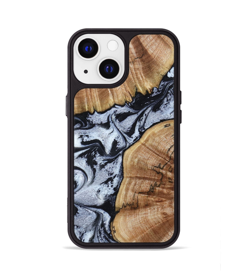 iPhone 13 Wood Phone Case - Taja (Black & White, 800098)