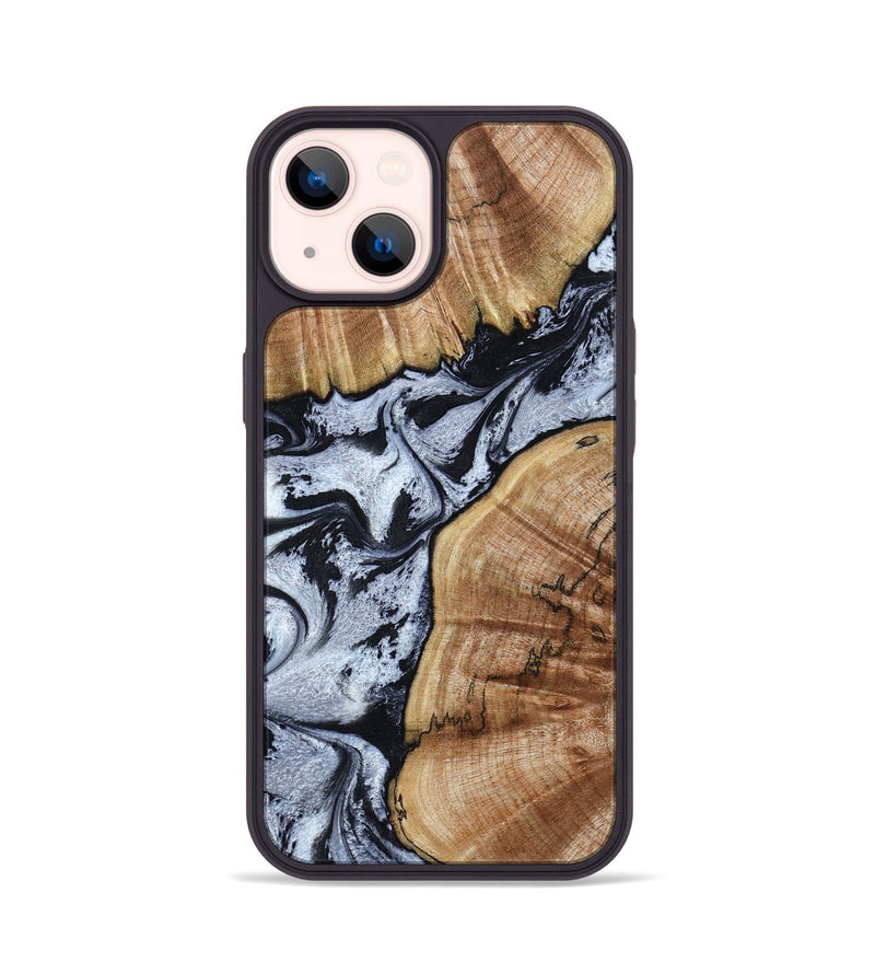 iPhone 14 Wood Phone Case - Taja (Black & White, 800098)