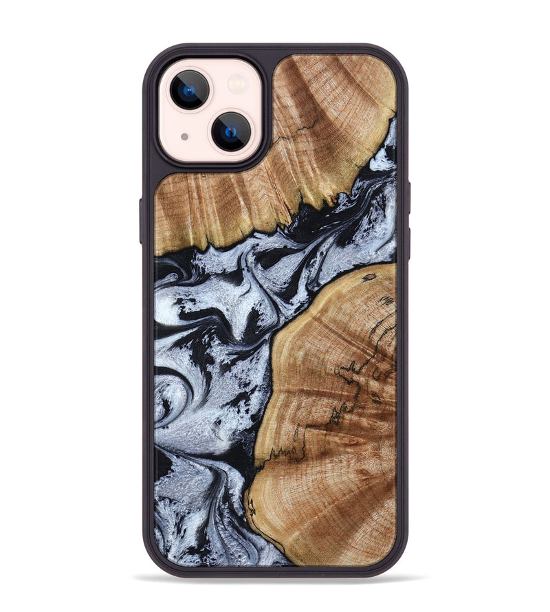 iPhone 14 Plus Wood Phone Case - Taja (Black & White, 800098)