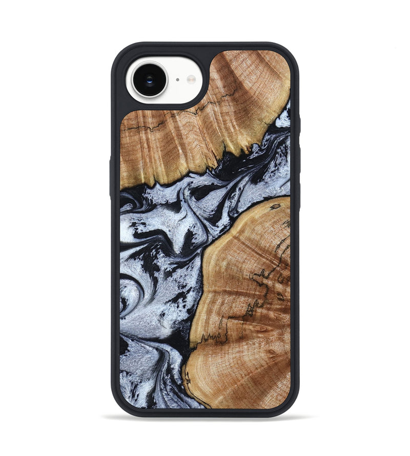 iPhone 16e Wood Phone Case - Taja (Black & White, 800098)