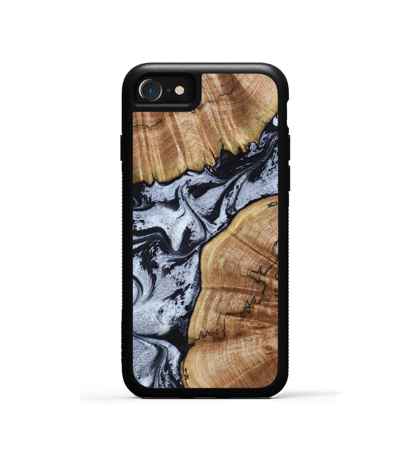 iPhone SE Wood Phone Case - Taja (Black & White, 800098)