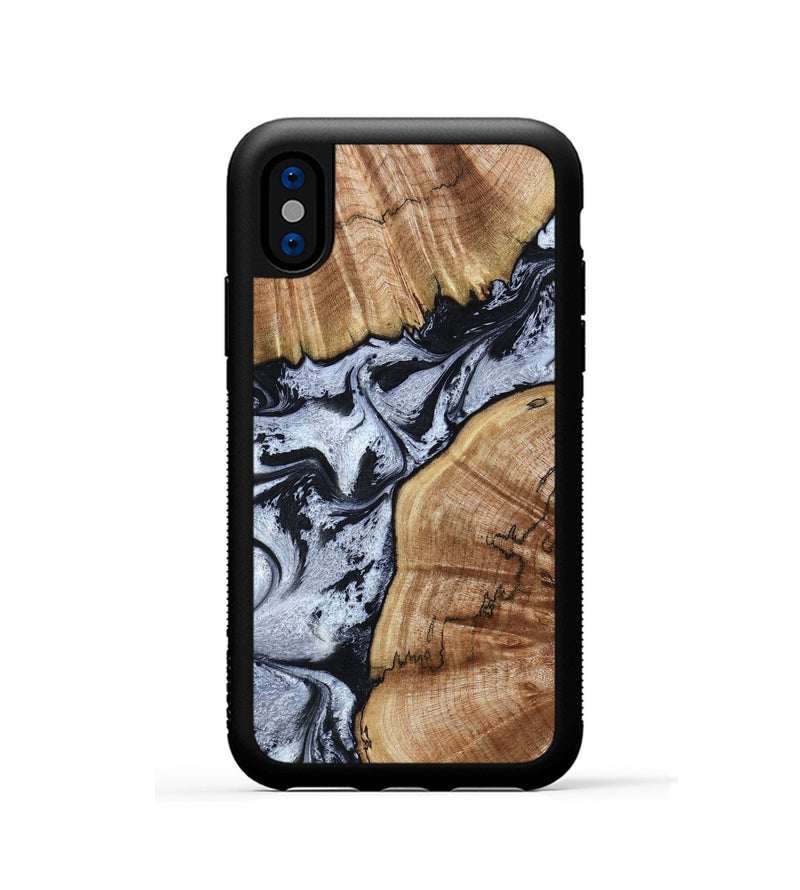 iPhone Xs Wood Phone Case - Taja (Black & White, 800098)